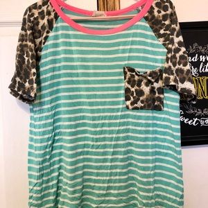 Boutique Striped Leopard Tee